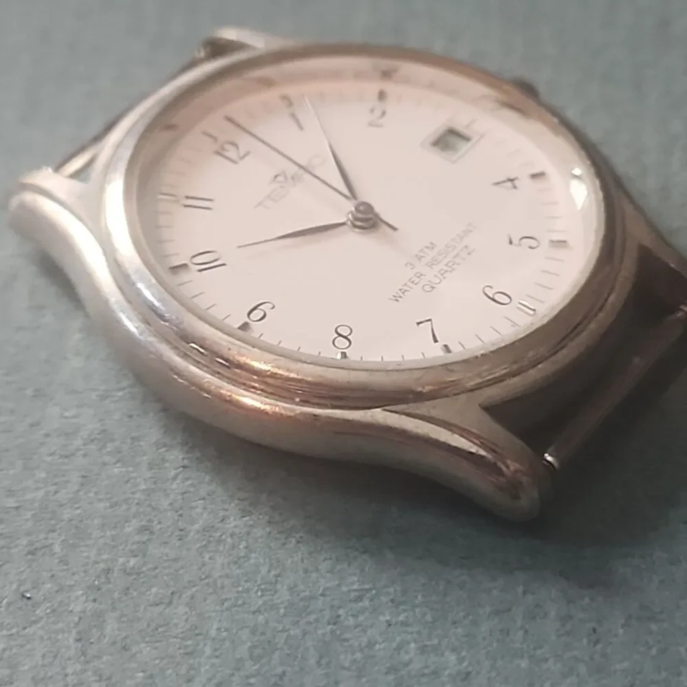 Vintage Tempic Quartz Men's Watch - White Dial, Date Window - Untested / Parts